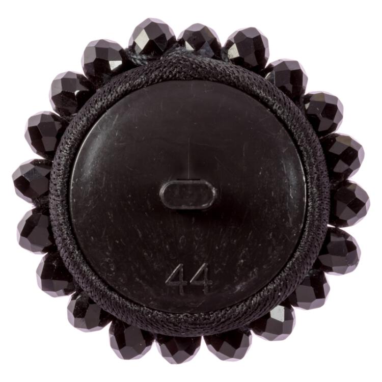 Zierknopf bestickt mit schwarzen Perlen und Strasssteinen 32mm
