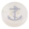 Maritimer Knopf aus Kunststoff in Perlmuttweiß mit silbernem Anker