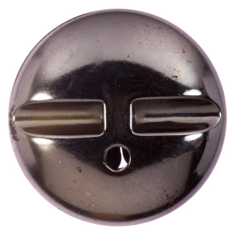 Schmuckknopf aus metallischem Mantel in Schwarz innen besetzt mit Steinen