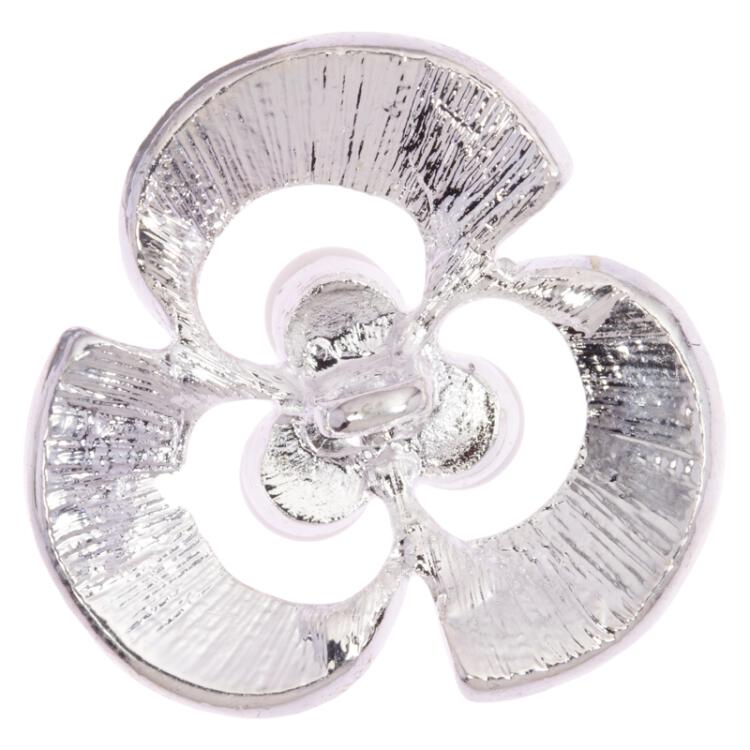 Schmuckknopf in Silber besetzt mit Strasssteinen und drei Perlen 28mm