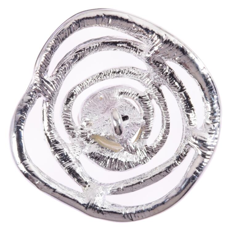 Schmuckknopf in Silber in abstrakter Form mit Perle 34mm