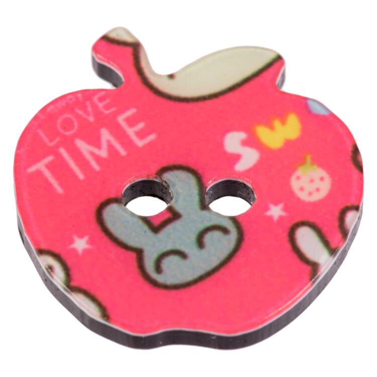 Kinderknopf - Apfel mit modernem Print in Rosa