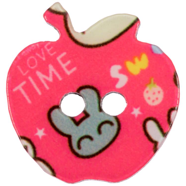 Kinderknopf - Apfel mit modernem Print in Rosa