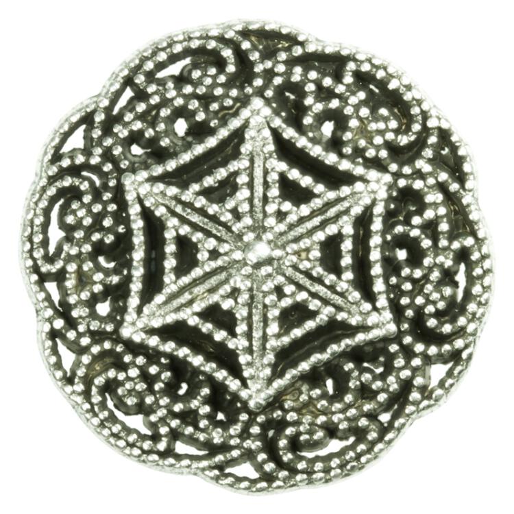 Silberner Metallknopf mit Ornament