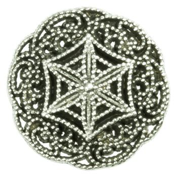 Silberner Metallknopf mit Ornament