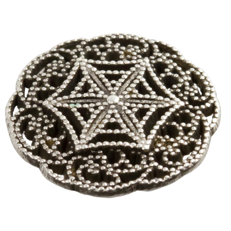 Silberner Metallknopf mit Ornament 20mm