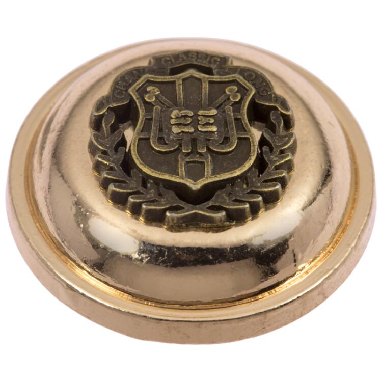 Metallknopf in Gold mit Wappen-Einsatz in Messing