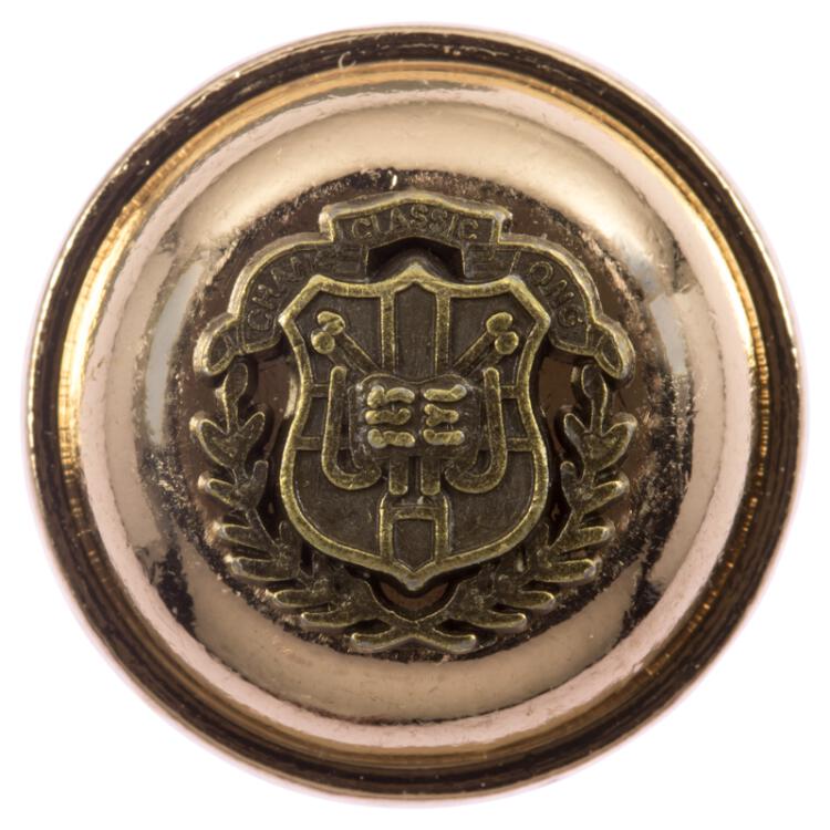 Metallknopf in Gold mit Wappen-Einsatz in Messing 18mm