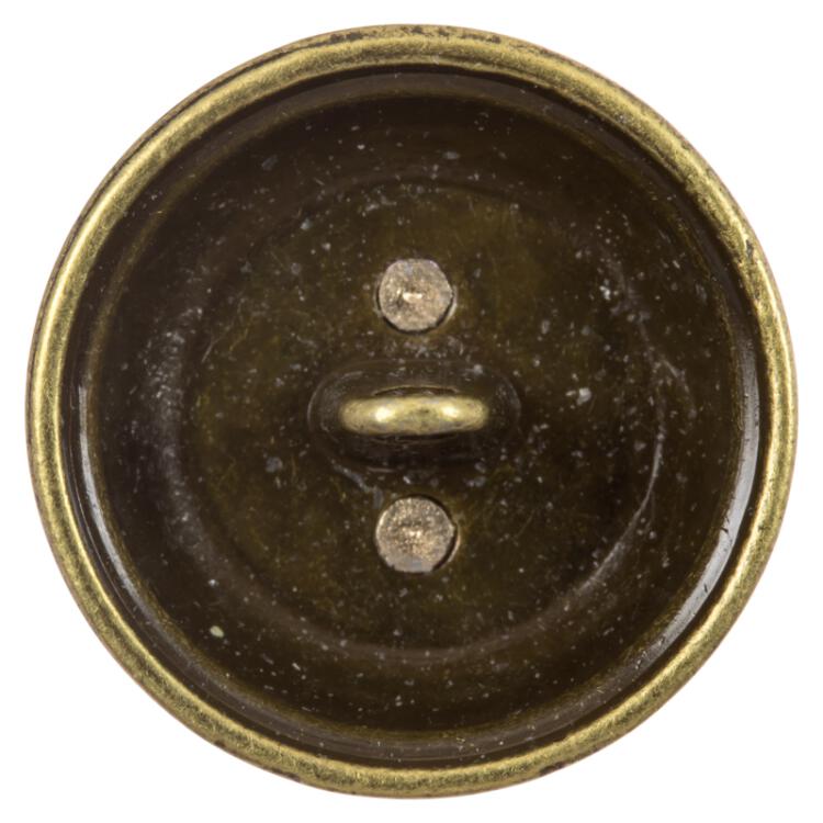 Metallknopf in Altmessing mit Wappen-Einsatz in Gold 25mm