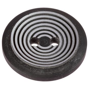Schwarzer Kunststoffknopf matt mit Ringen in Silber