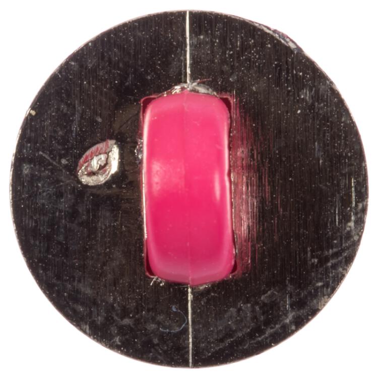 Blusenknopf in Perlmuttrosa mit Silberrand 10mm