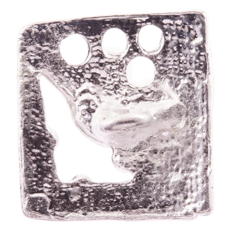 Quadratischer Zierknopf in Silber mit Strasssteinen 28mm