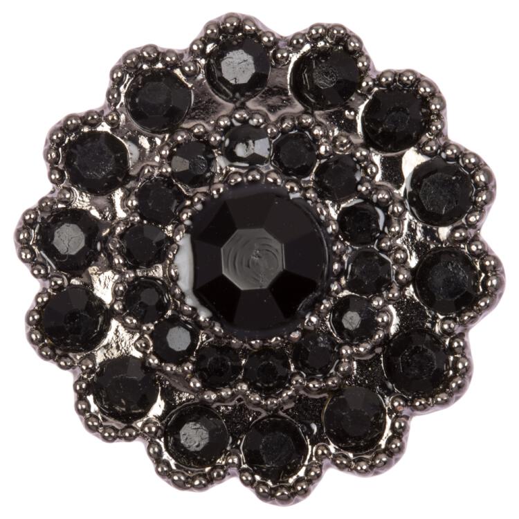 Filigraner Zierknopf besetzt mit schwarzen Steinen 25mm