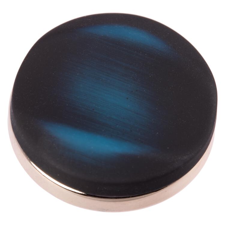 Kunststoffknopf in Samtoptik Farbverlauf blau schwarz 18mm