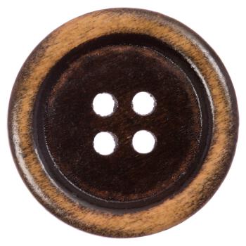 Holzknopf mit klassischem Rand braun gefärbt in Vintage-Look