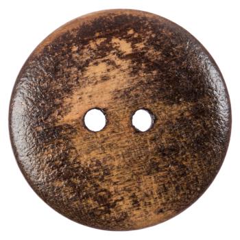 Holzknopf mit Doppelrand braun gefärbt in Vintage-Look