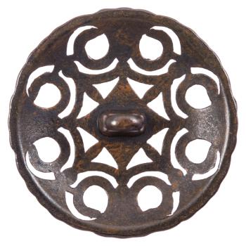 Metallknopf mit Ornamenten in Rost Eisen Optik