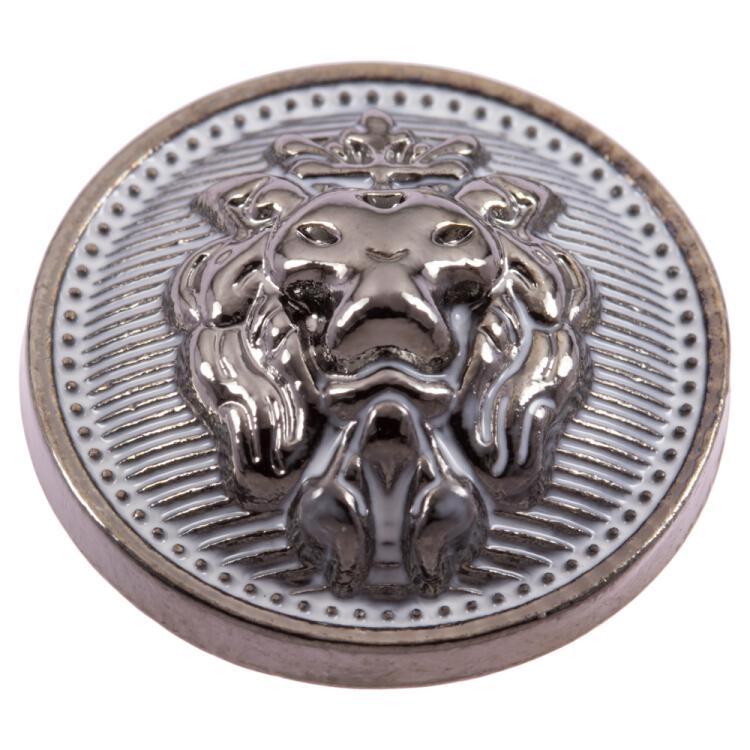Metallknopf mit Löwenkopf in Grau 23mm