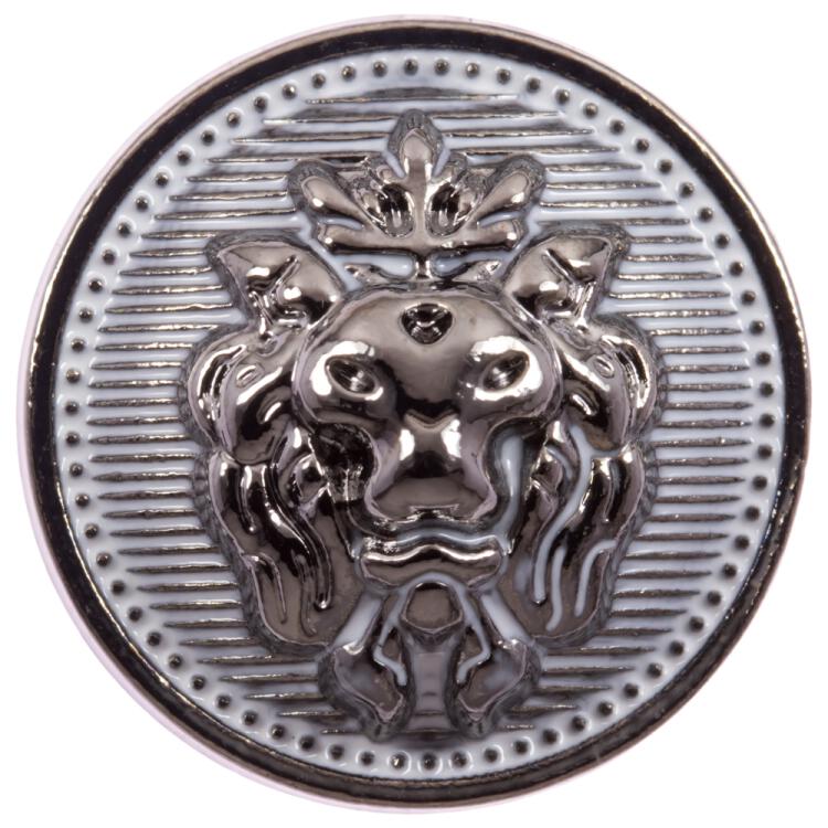 Metallknopf mit Löwenkopf in Grau 25mm