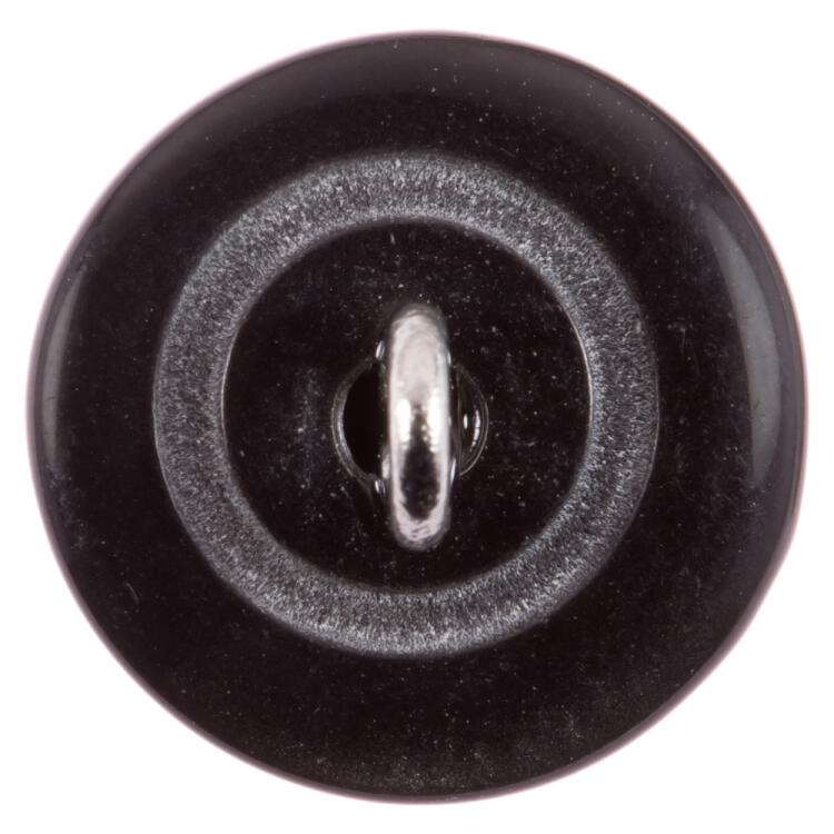 Blusenknopf aus Kunststoff Halbkugel mit Metallöse in Perlmuttschwarz 12mm