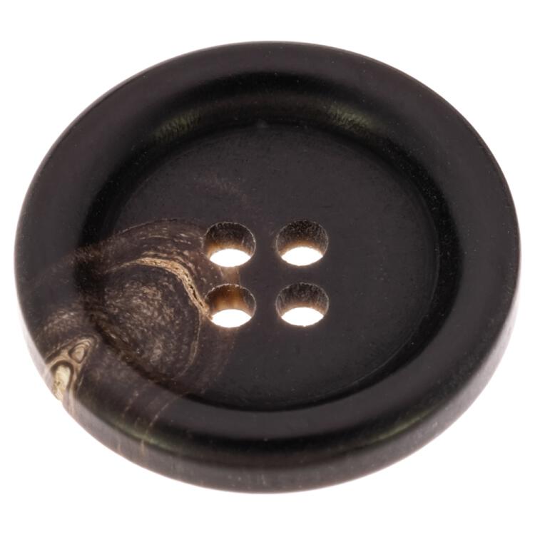 Hornknopf leicht geschüsselt in Schwarz mit schöner Maserung 15mm
