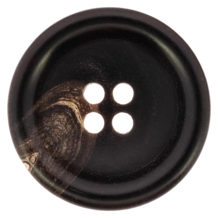 Hornknopf leicht geschüsselt in Schwarz mit schöner Maserung 15mm