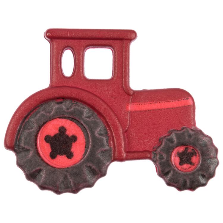 Kinderknopf - roter Traktor mit schwarzen Reifen
