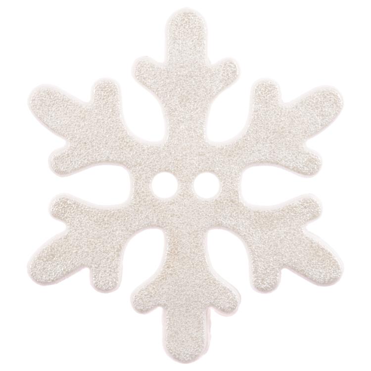 Weihnachtsknopf - weiße Schneeflocke in Frozen Look 34mm