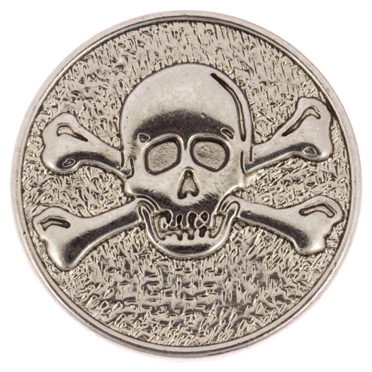 Totenkopf Knopf (Skull) aus Metall in Silber