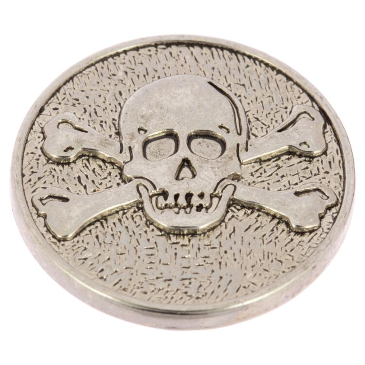 Totenkopf Knopf (Skull) aus Metall in Silber 20mm