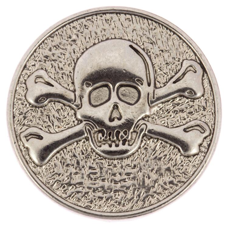 Totenkopf Knopf (Skull) aus Metall in Silber 20mm