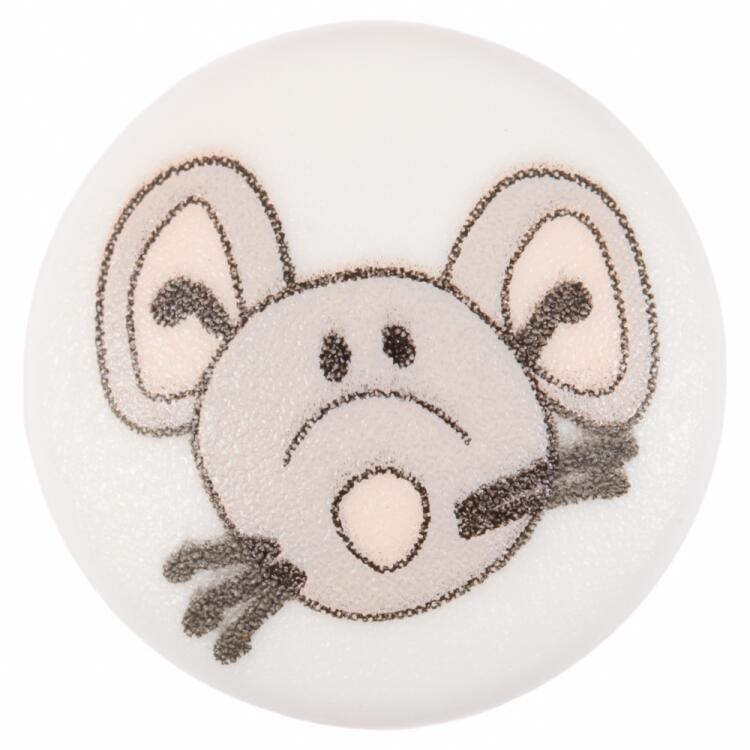 Kinderknopf - neugierige Maus auf weißem Hintergrund 12mm
