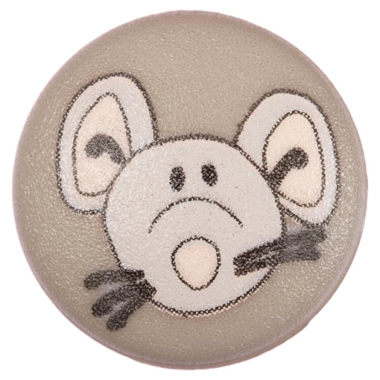 Kinderknopf - neugierige Maus auf braunem Hintergrund 12mm