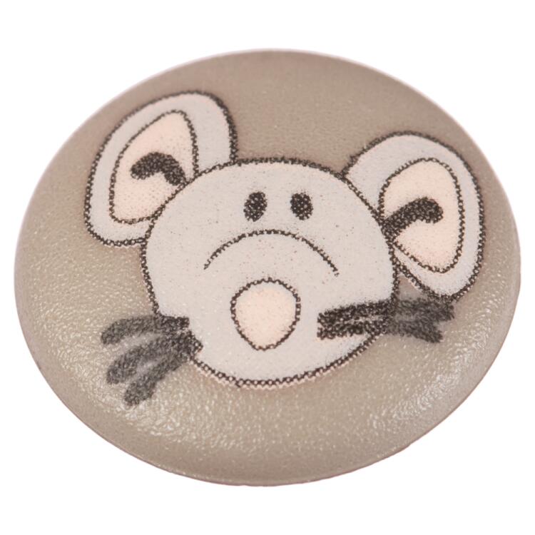 Kinderknopf - neugierige Maus auf braunem Hintergrund 12mm