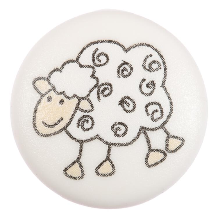 Kinderknopf - fröhliches Schaf auf weißem Hintergrund