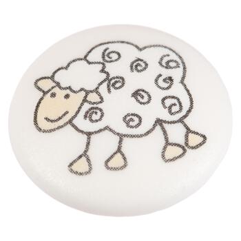 Kinderknopf - fröhliches Schaf auf weißem Hintergrund