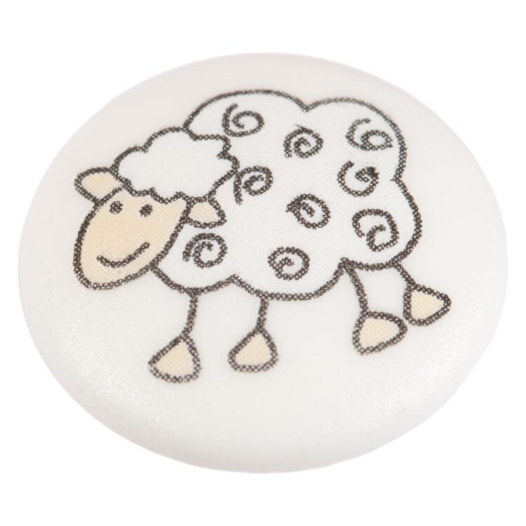 Kinderknopf - fröhliches Schaf auf weißem Hintergrund 15mm