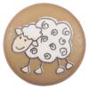 Kinderknopf - fröhliches Schaf auf braunem Hintergrund