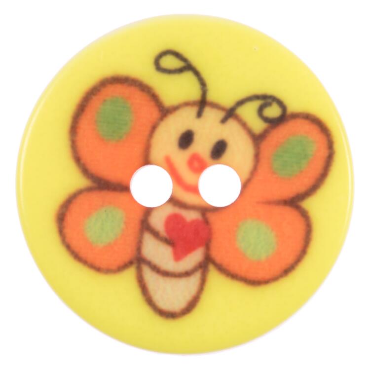 Kinderknopf - lustiger Schmetterling in Gelb 13mm