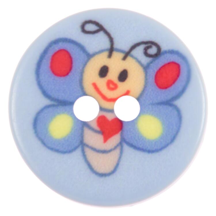 Kinderknopf - lustiger Schmetterling in Blau 13mm