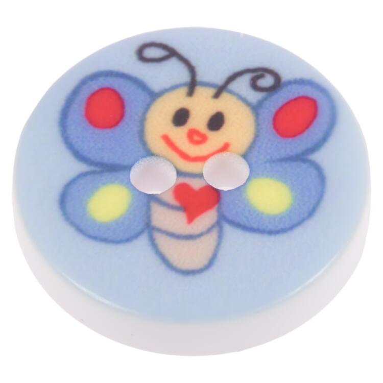 Kinderknopf - lustiger Schmetterling in Blau 13mm