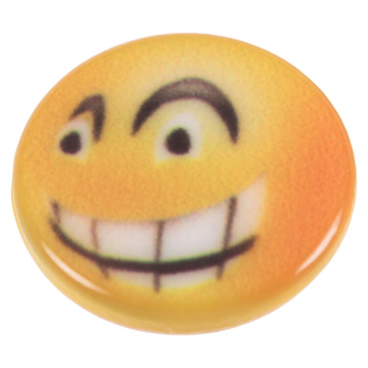 Kinderknopf - hämischer Smiley (Emoticon) in Gelb