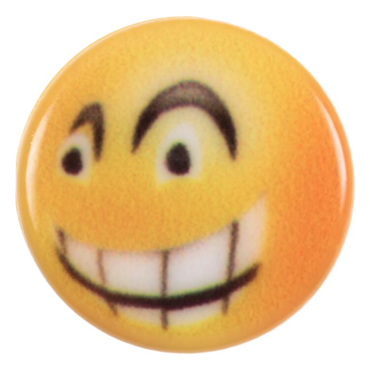 Kinderknopf - hämischer Smiley (Emoticon) in Gelb 15mm