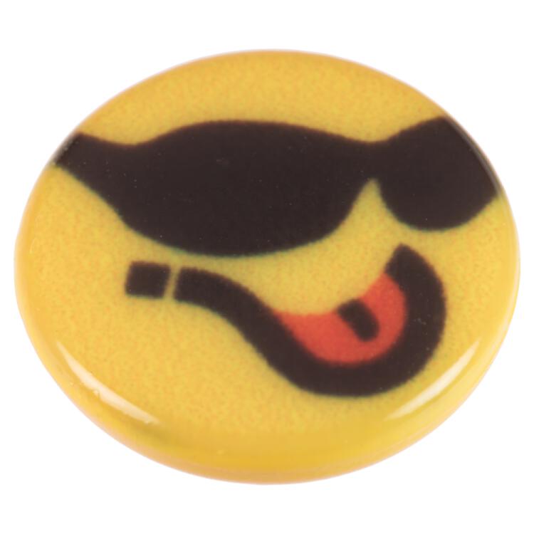 Kinderknopf - frecher Smiley mit Zunge (Emoticon) in Gelb
