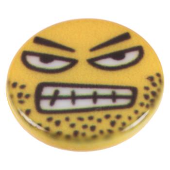 Kinderknopf - böser Smiley (Emoticon) in Gelb