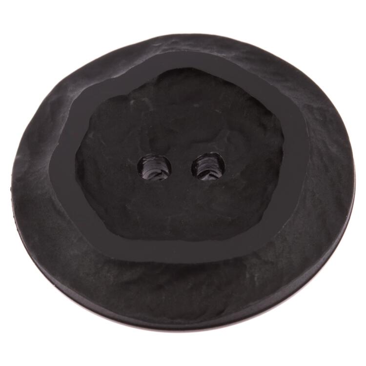 Schwarzer Designerknopf in Matt mit glänzendem Innenring 50mm