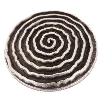 Metallknopf mit Schneckenlinienmuster (Spirale) in Altsilber