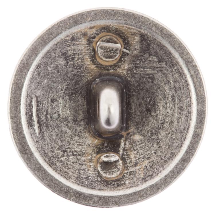 Metallknopf mit Schneckenlinienmuster (Spirale) in Altsilber 15mm