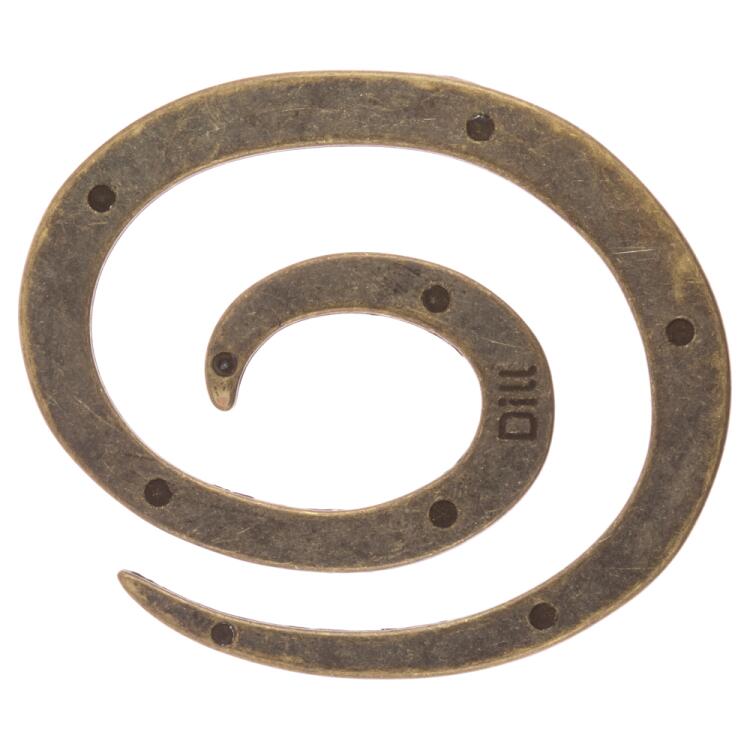 Zierteil-Verschluss aus Metall Spirale in Altmessing 50mm