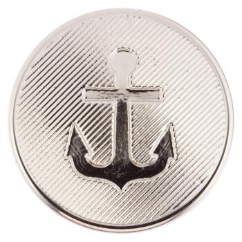 Maritimer Kunststoffknopf in Silber mit Anker-Motiv